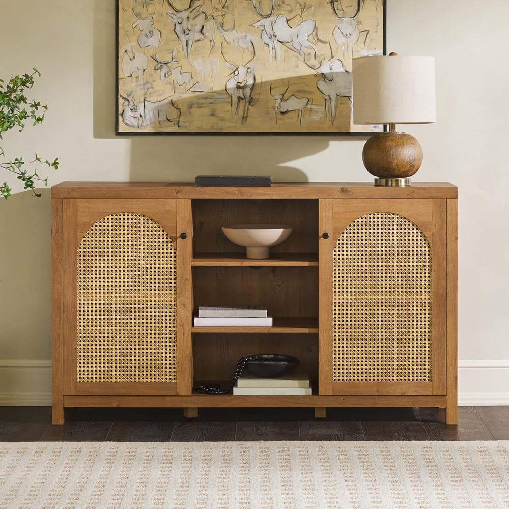 Furniture of America Garrett 31-in x 40-in Brown Rectangle Bar Cabinet