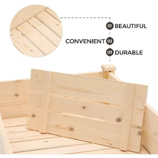 Suncrown 8-Foot Wooden Garden Bed Planter Box - Beige