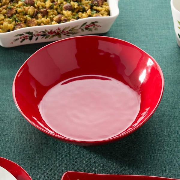 Berry Red Christmas Stoneware Serving/Pasta Bowl 128 fl. oz. 13.25 in. x 3 in.