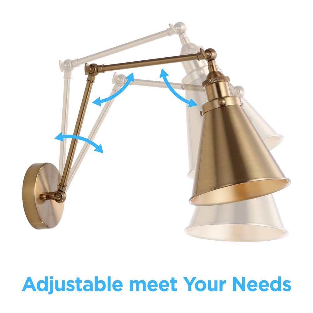 Brass Gold Adjustable Arm LED Wall Sconce