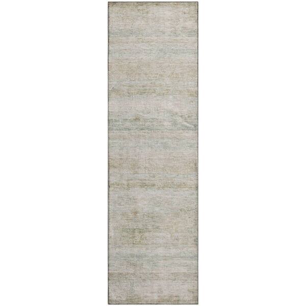 Mayfield Premium Machine Washable Abstract AMF2154 Putty 2 ft. x 7 ft. Runner Rug
