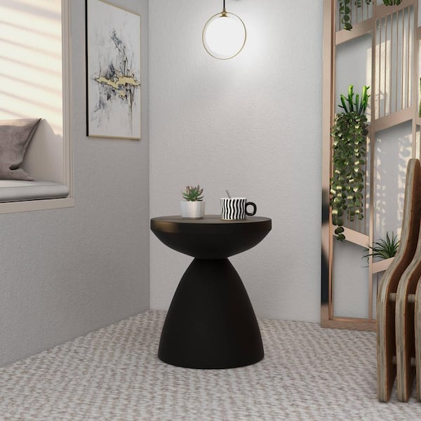 Leisuremod Dune Modern Round Side Table in Fiberstone for