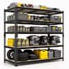 Siavonce 5-Tiers Heavy Duty Metal Adjustable Garage Pantry Organizer Shelving Unit in Black (71 in. W x 71 in. H x 24 in. D) XMJ-P271222