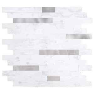 Peel and Stick Backsplash PVC Sticker Wallpaper Smart Tile in Kara White Stone (5-Sheets 12 in. x 12 in.)