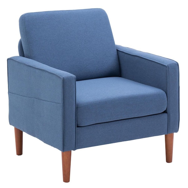Karl home Navy Blue Linen Accent Chair Single Seat