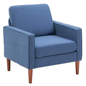 Navy Blue Linen Accent Chair Single Seat