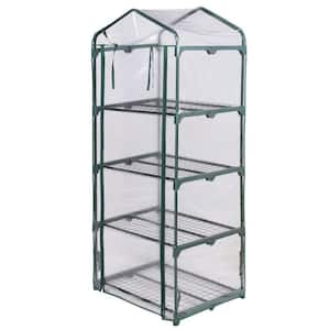 27 in. W x 19.5 in. D x 63 in. H Portable Mini Greenhouse with 4-Shelves
