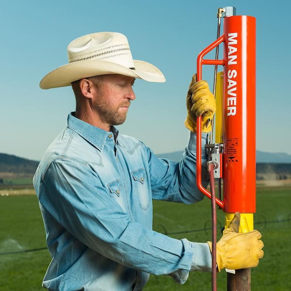Orange Steel Air Powered Fence Post Driver, 2-7/8 in. Max OD, Pneumatic Fence Tool