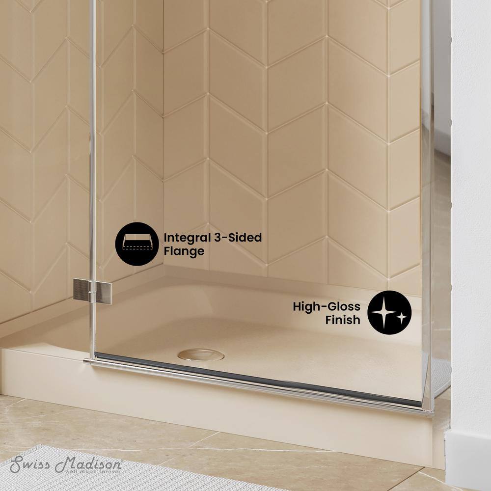 Voltaire 48" x 36" Biscuit Acrylic Shower Base with Left-Hand Drain