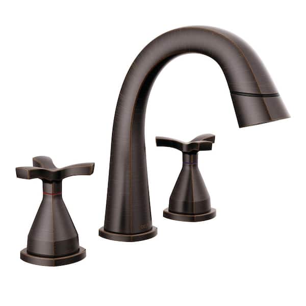 Delta Stryke 8 in. Widespread Double-Handle Bathroom Faucet with Pull-Down Spout in Venetian Bronze