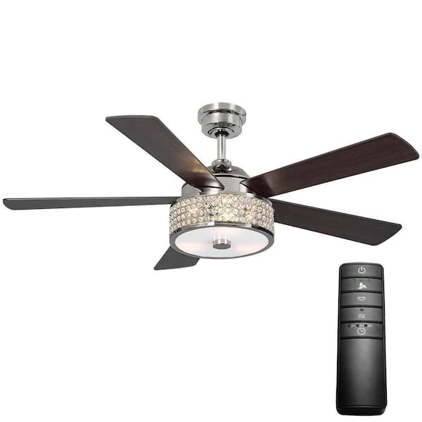 Home Decorators Collection Montclaire 52 in. LED Polished Nickel Ceiling Fan with Light Kit and Remote Control