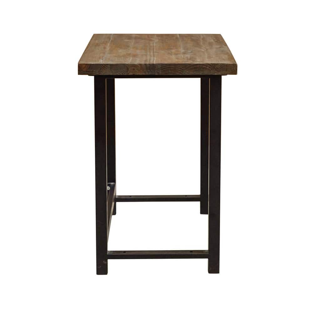 Compact Rustic Industrial Black and Wood Desk