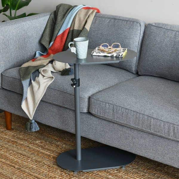 Storied Home Gray Steel Adjustable C Table