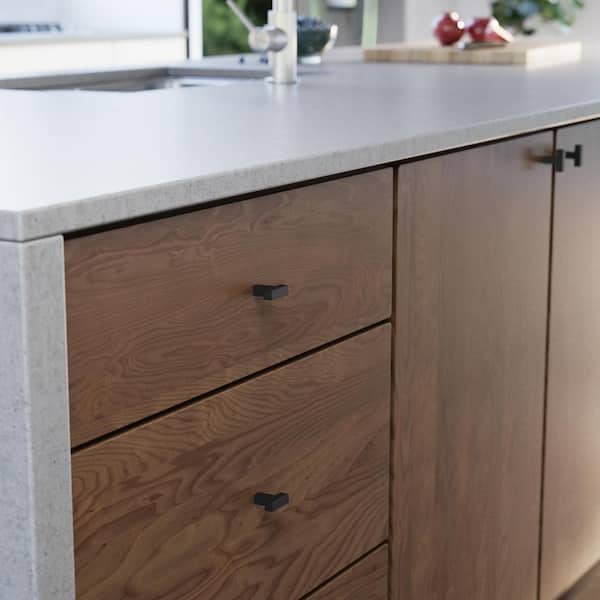 (30-Pack) Simple Modern Square 1-1/4 in. (32 mm) Modern Matte Black T-Shaped Bar Cabinet Knobs