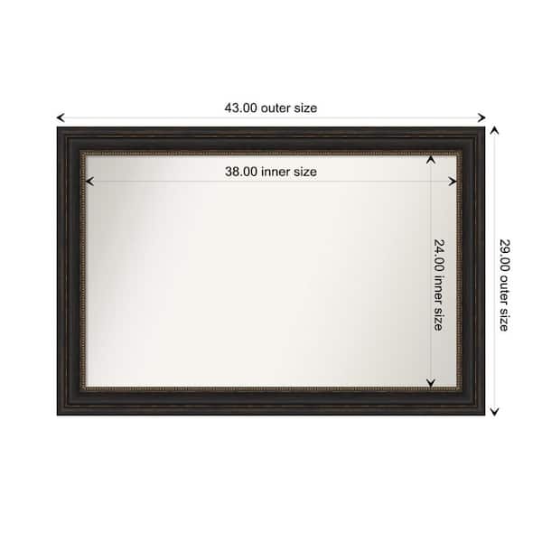 Amanti Art Accent Bronze 43 in. x 29 in. Custom Non-Beveled Polystyrene Antique Framed Bathroom Vanity Wall Mirror