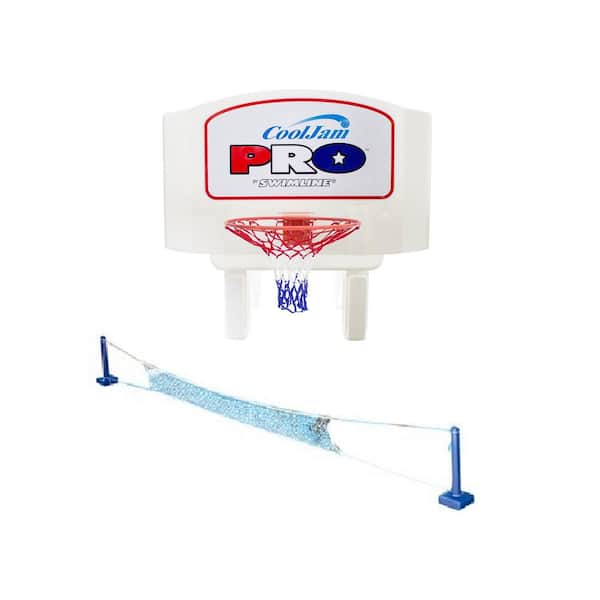 Swimline Super Wide Inground Swimming Pool Basketball Hoop and Volleyball Net