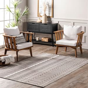 Lydie Bohemian Banded Cotton Brown 5 ft. x 8 ft. Global Inspired Area Rug