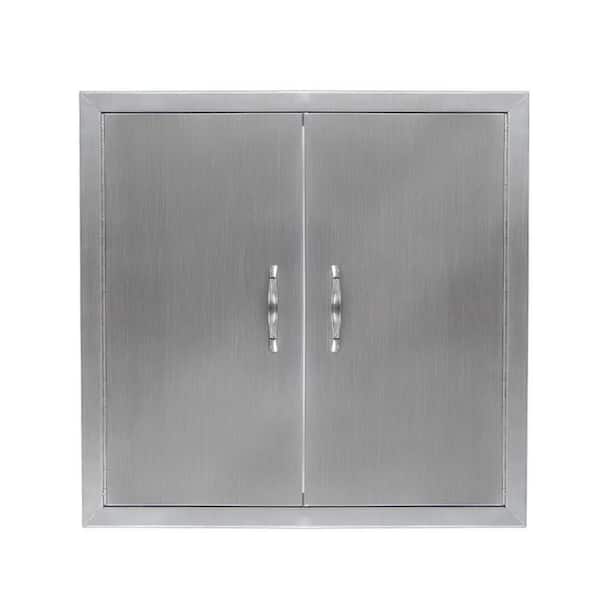 24 in. W BBQ Access Door Grill Door Double Door Brushed Stainless Steel Outdoor Kitchen Doors