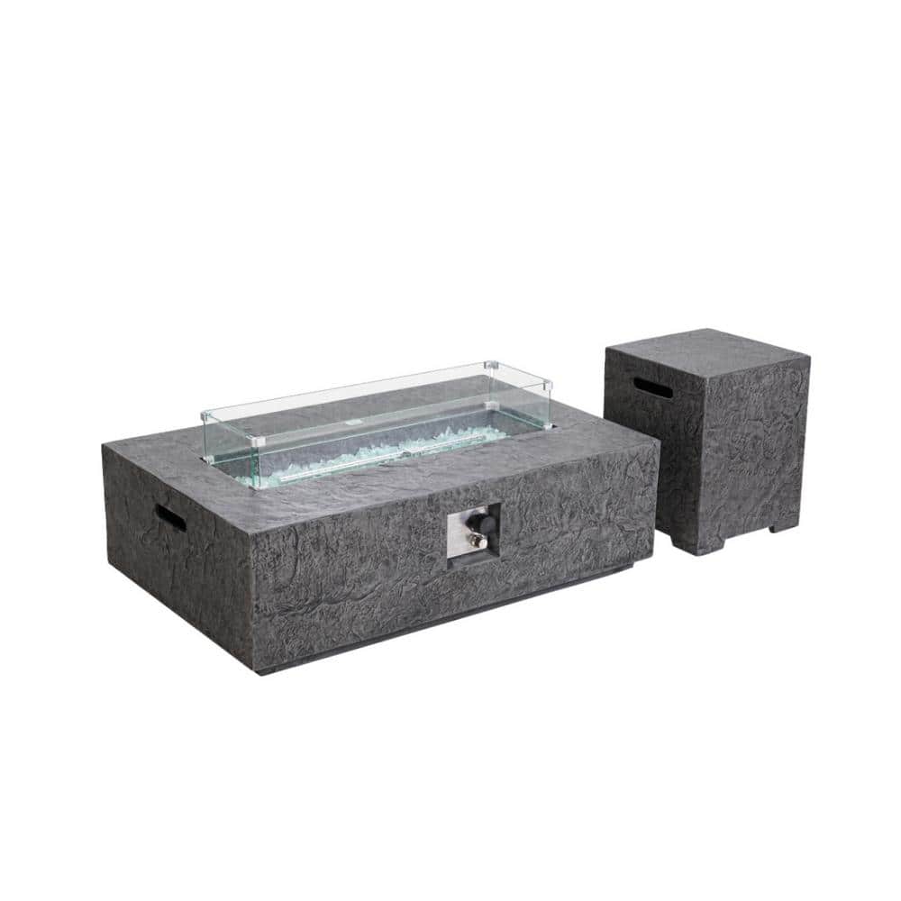 48 in. W 50000BTU Outdoor Fire Pit Table with Gas Hose, Lava Stones and Win