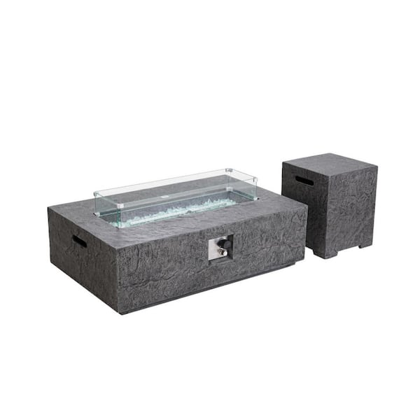 Unbranded 48 in. W 50000BTU Outdoor Fire Pit Table with Gas Hose, Lava Stones and Wind Guard