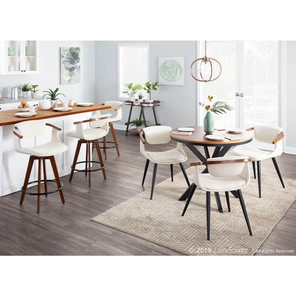 Elevate Cream Faux Leather Side Chair with Bamboo Frame