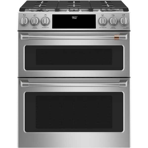 Cafe 7.0 cu. ft. Smart Slide-In Double Oven Dual-Fuel Range with Self-Clean Convection in Stainless Steel