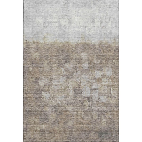 Mayfield Premium Machine Washable Abstract AMF2119 Taupe 9 ft. x 12 ft. Area Rug