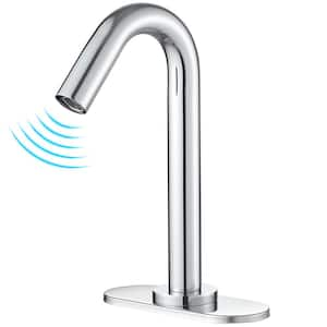 Automatic Sensor Touchless Single Hole Bathroom Sink Faucet With Temperature Mixing Valve in Polished Chrome