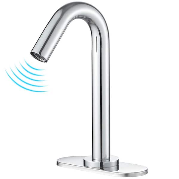 BWE Automatic Sensor Touchless Single Hole Bathroom Sink Faucet With Temperature Mixing Valve in Polished Chrome