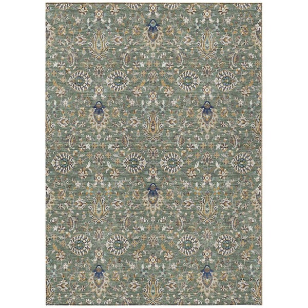 Chantille Machine Washable Indoor/Outdoor Abstract ACN2192 Green 8 ft. x 10 ft. Area Rug
