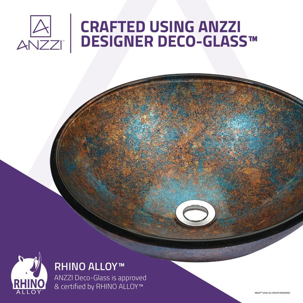 Emerald Burst 16.5'' Tempered Glass Circular Vessel Sink