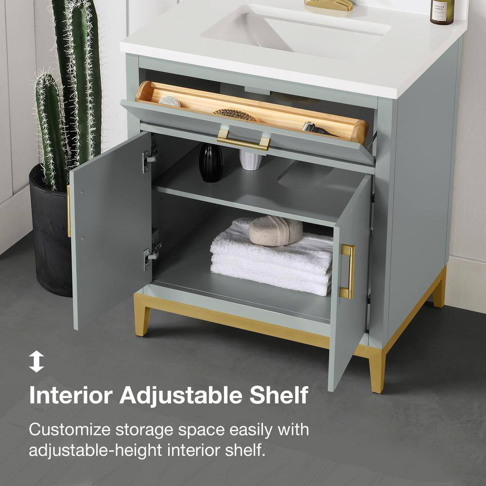 Sage Green 30" Single Sink Vanity with Marble Top