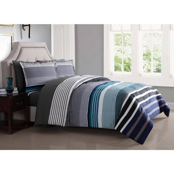 London Fog Abbington 7-Piece Blue Full Bed in a Bag Set