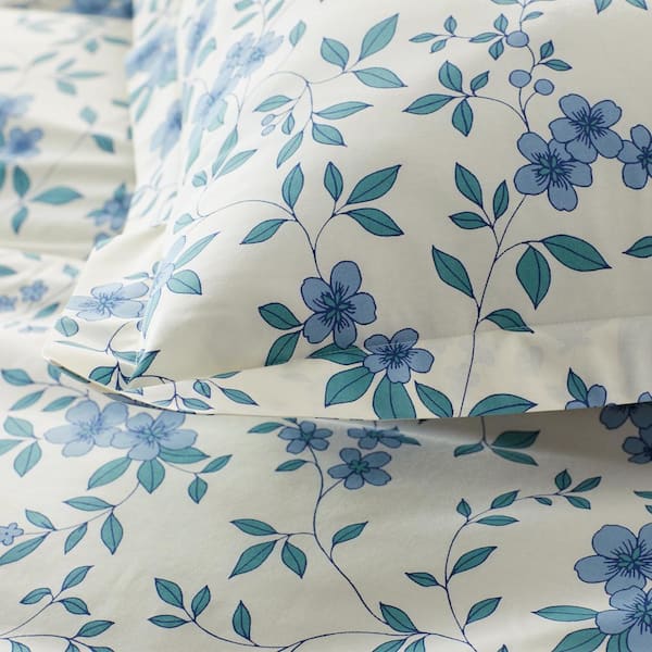 The Company Store Company Cotton Remi Ditsy Floral Blue King Cotton Percale  Duvet Cover 51080D-K-BLUE - The Home Depot