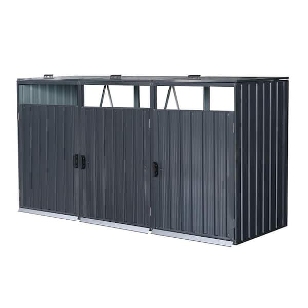 8 ft. W x 2.5 ft. D Charcoal Grey Metal Storage Shed for Backyard Outdoor Patio (20 sq. ft)
