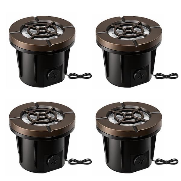 300 Lumens Bronze Low Voltage In-Ground Integrated LED Spotlight Lights with Dusk to Dawn 5CCT for Pathway Garden 4-Pack