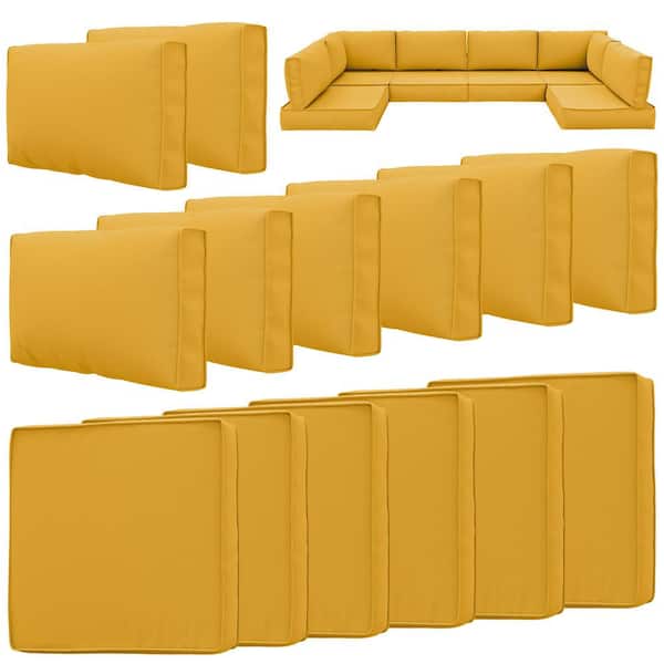 Kimunuk 26 in. x 26 in. x 5 in. (14-Piece) Deep Seating Outdoor Sectional Replacement Cushion Yellow