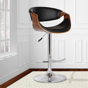 Butterfly 25-33 in. Black Faux Leather and Chrome Finish Adjustable Swivel Bar Stool
