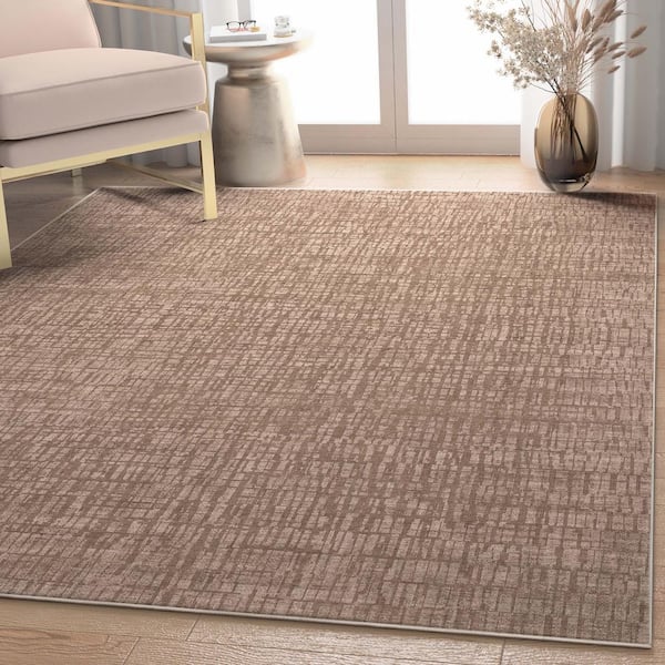 Brown 5 ft. 3 in. x 7 ft. 3 in. Abstract Nightscape Modern Geometric Flat-Weave Area Rug