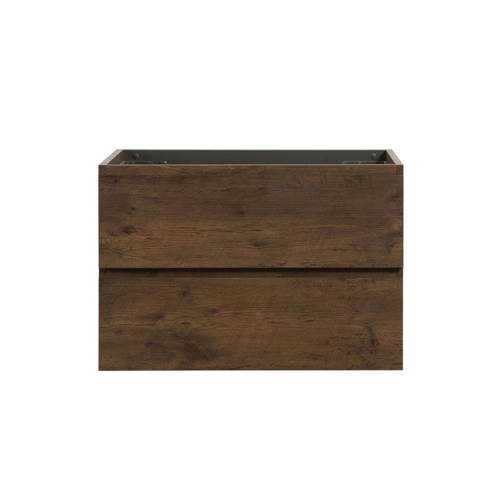 30 in. Floating Bath Vanity Cabinet without Top in Walnut Brown Pre-assembl