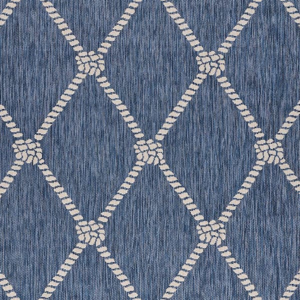 Naira Nautical Navy Blue/White 5 ft. 3 in. x 7 ft. Knot