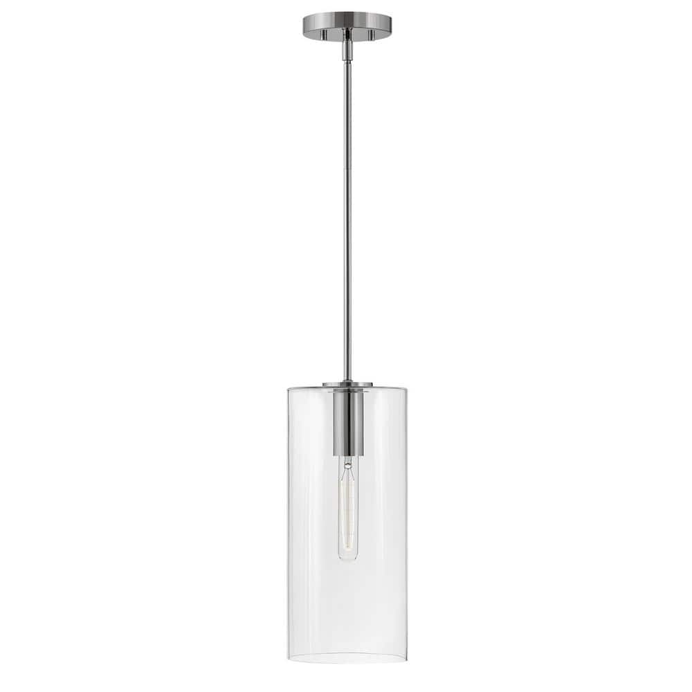 Lark Lane Polished Nickel 1-Light Clear Glass Pendant