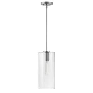 Lane Polished Nickel + Clear Glass Cylindrical Pendant Light