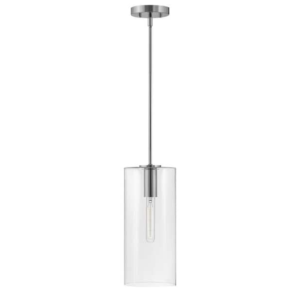 Lane Polished Nickel + Clear Glass Cylindrical Pendant Light