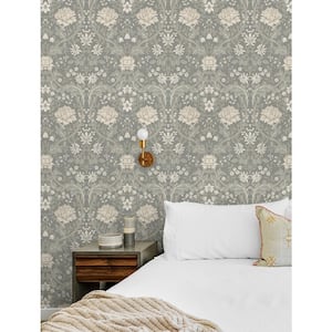 Daydream Grey Honeysuckle Floral Pre-Pasted Paper Wallpaper Roll (57.5 sq. ft.)