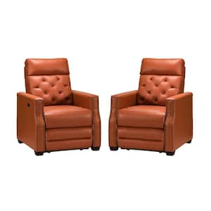 Bona 31.50''Wide Brick Genuine Leather Power Recliner with USB Port (Set of 2)