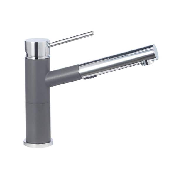 Blanco ALTA Single-Handle Pull-Out Sprayer Kitchen Faucet in Cinder/Polished Chrome
