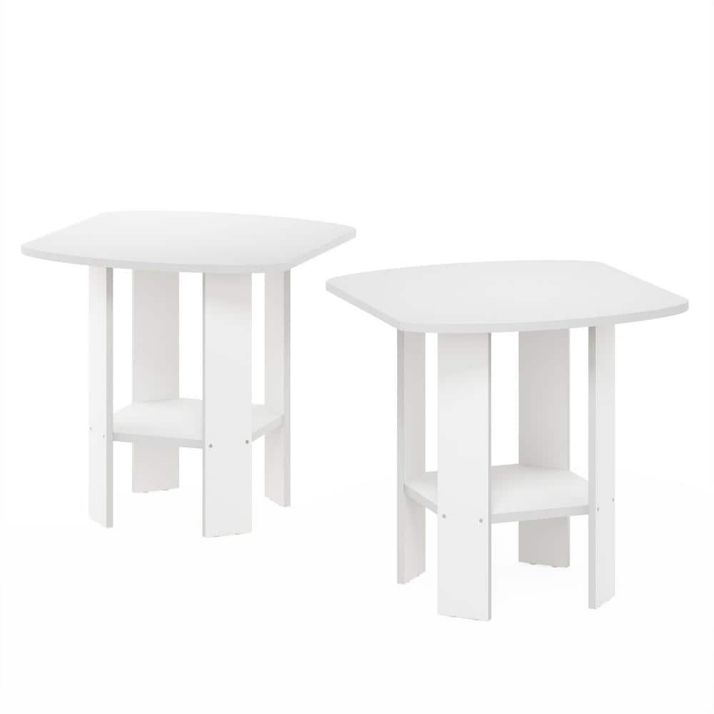 Furinno Simple Design 20 In White Rounded Rectangle Wood End Table 2   White Furinno End Side Tables 211180wh 64 1000 