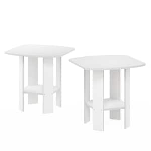 Simple Design 20 in. White Rounded Rectangle Wood End Table (2-Set)