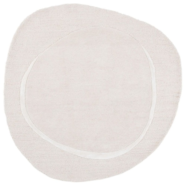 Novelty 7 ft. x 7 ft. Ivory Modern Solid Specialty Area Rug